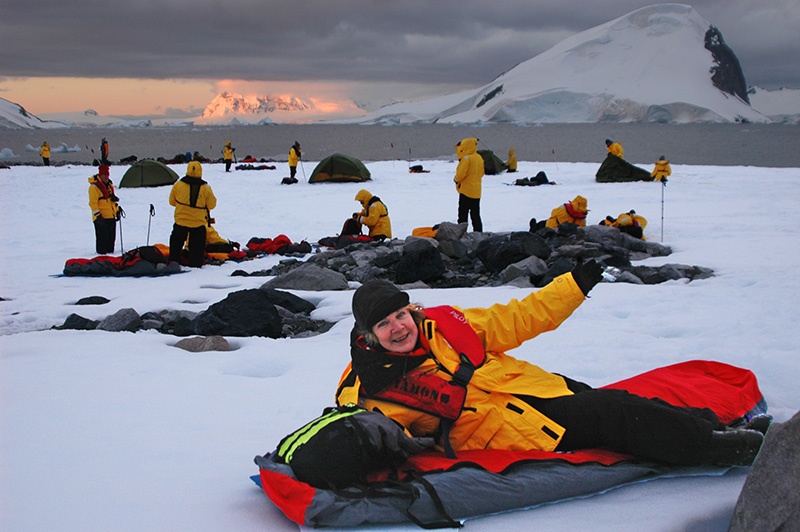 Laying on the snow